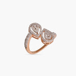 Finger Ring Double Motif CZ Delicate Pear Silver Finger Ring