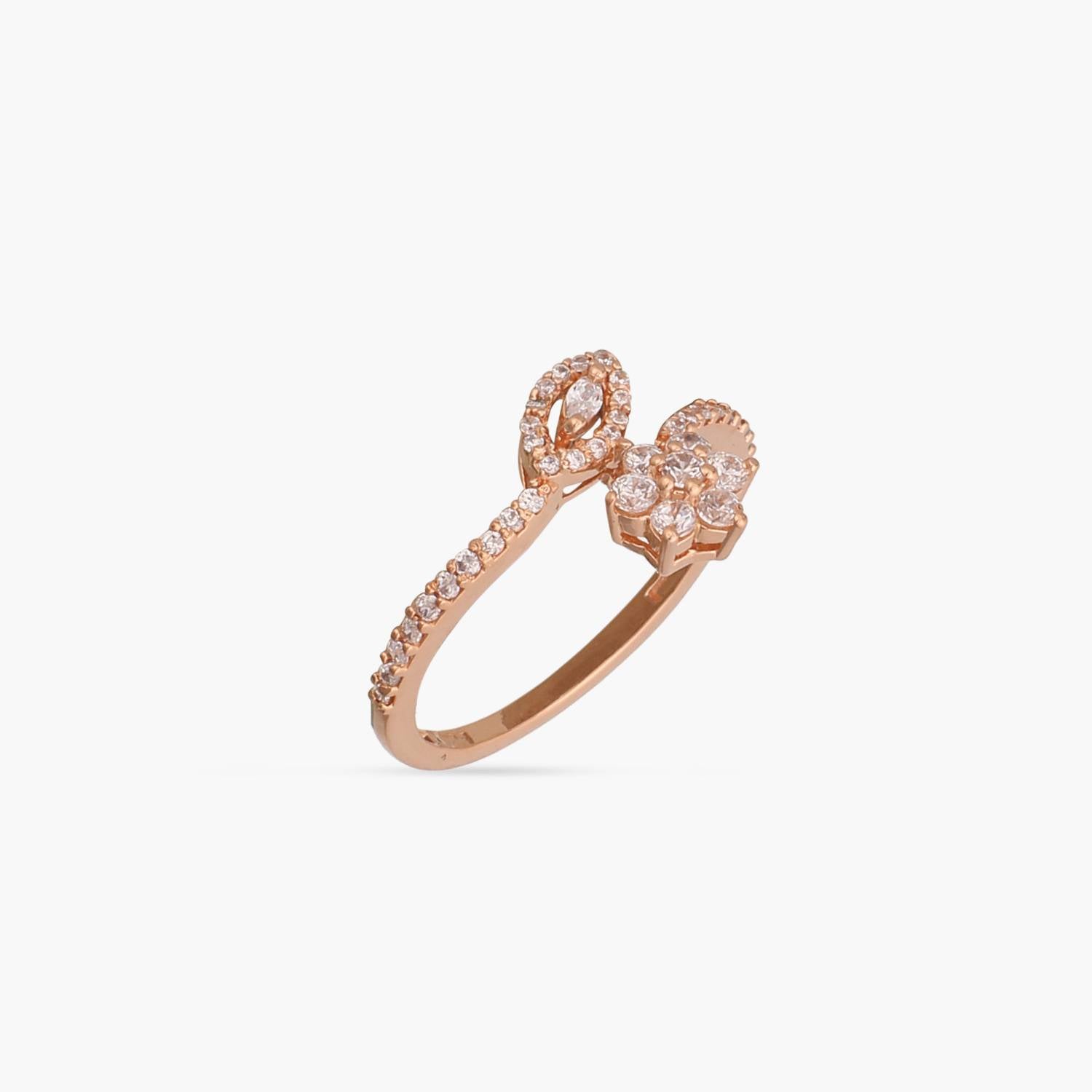 Bloom CZ Delicate Silver Finger Ring