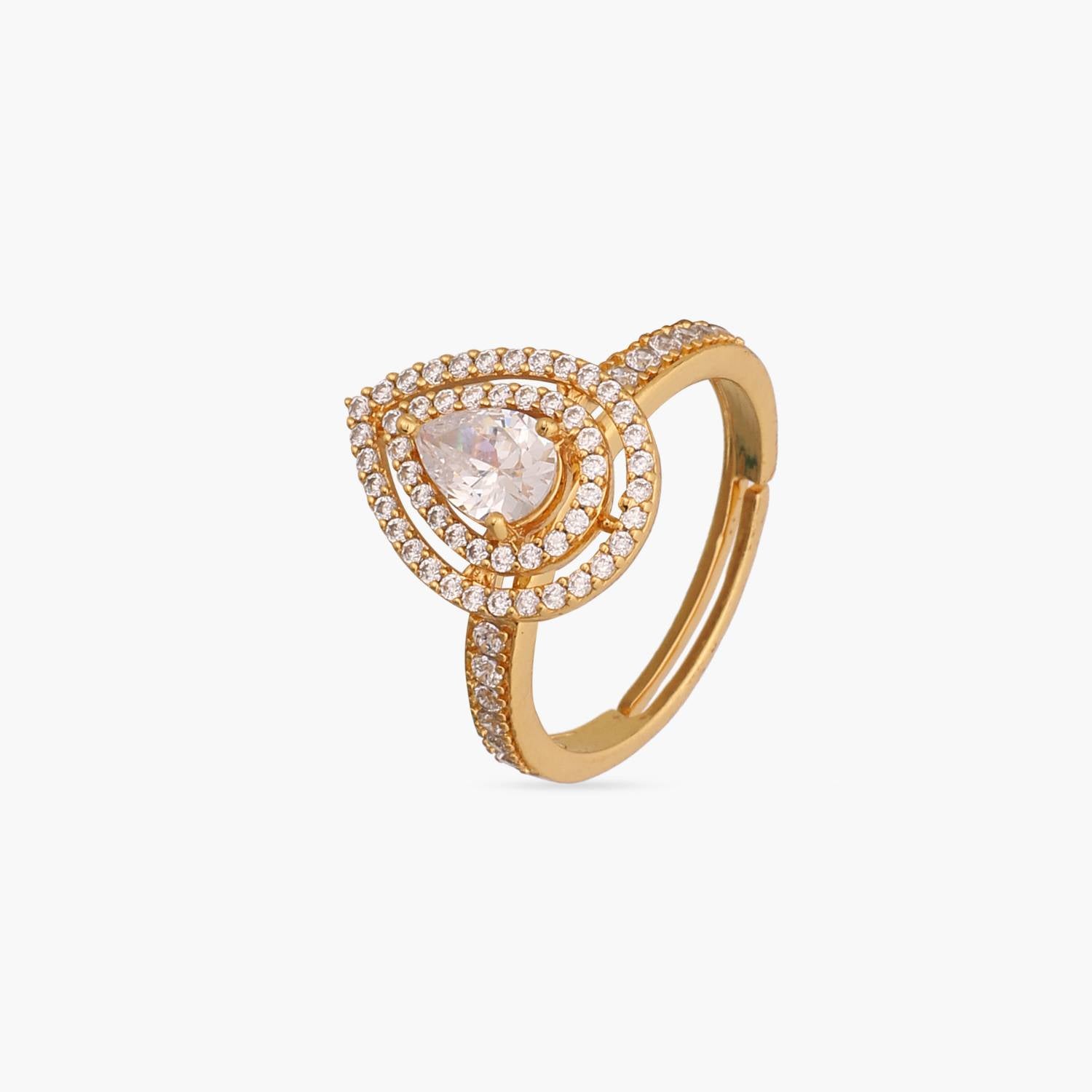 Pear CZ Delicate Silver Finger Ring