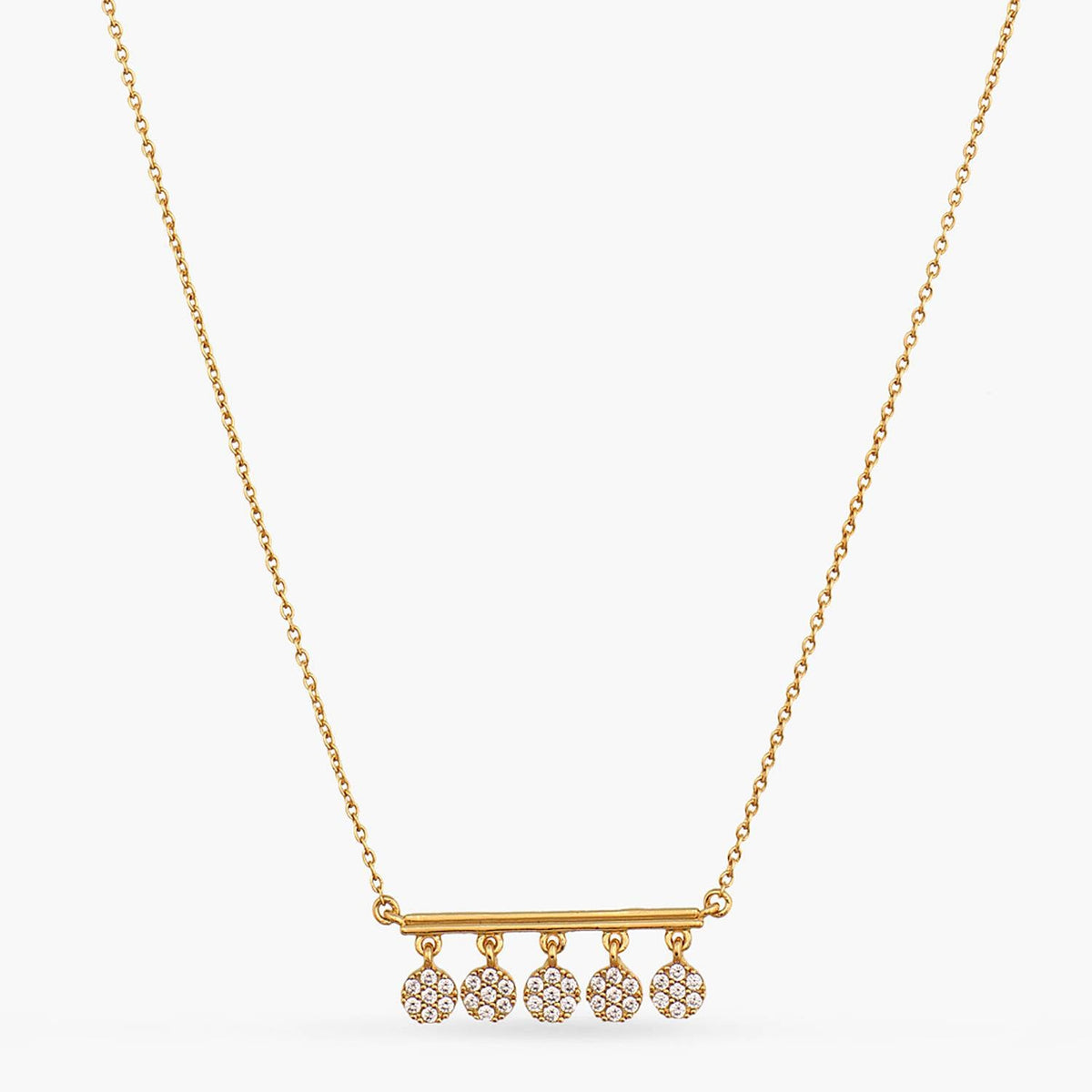 Necklaces Five CZ Delicate Charm Silver Necklace