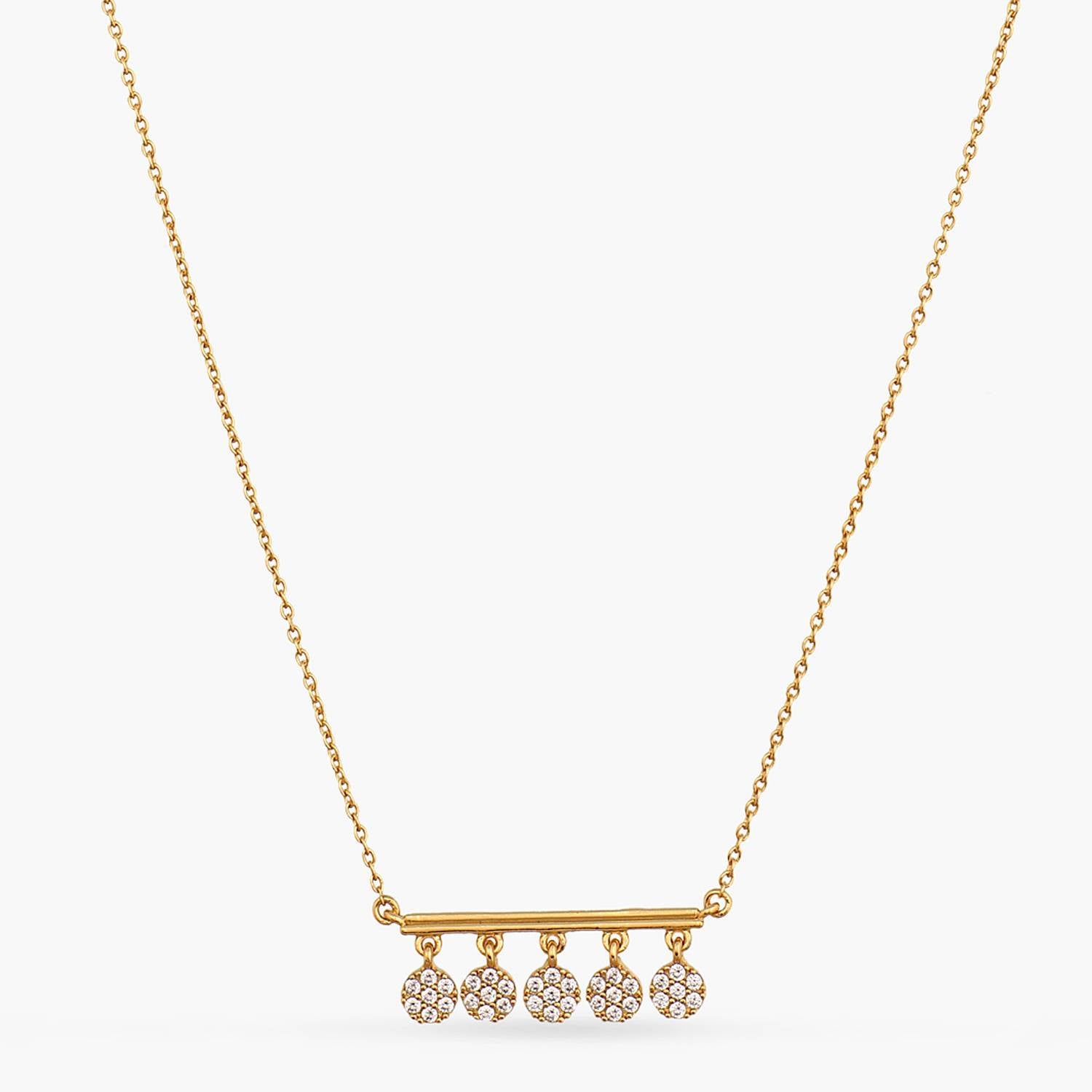 Necklaces Five CZ Delicate Charm Silver Necklace