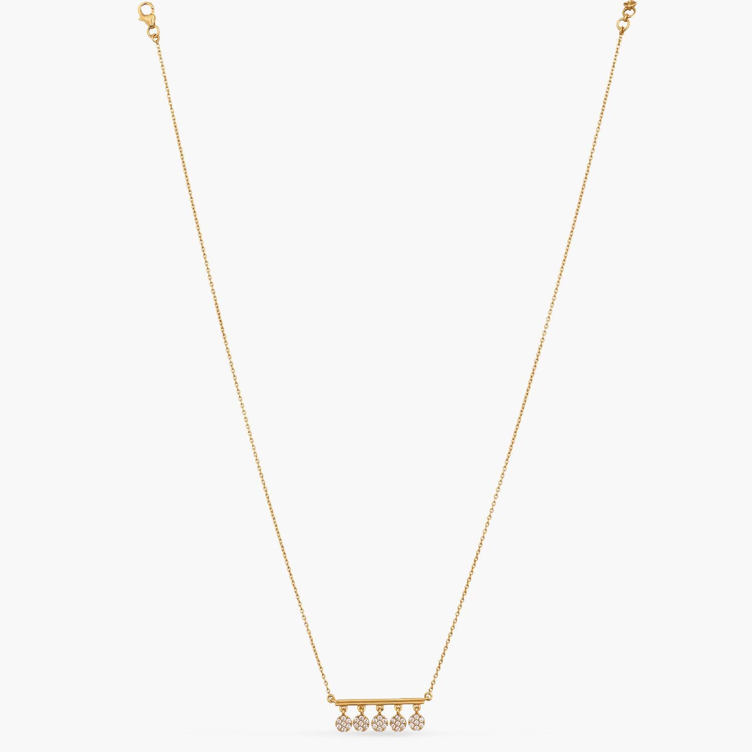 Necklaces Five CZ Delicate Charm Silver Necklace