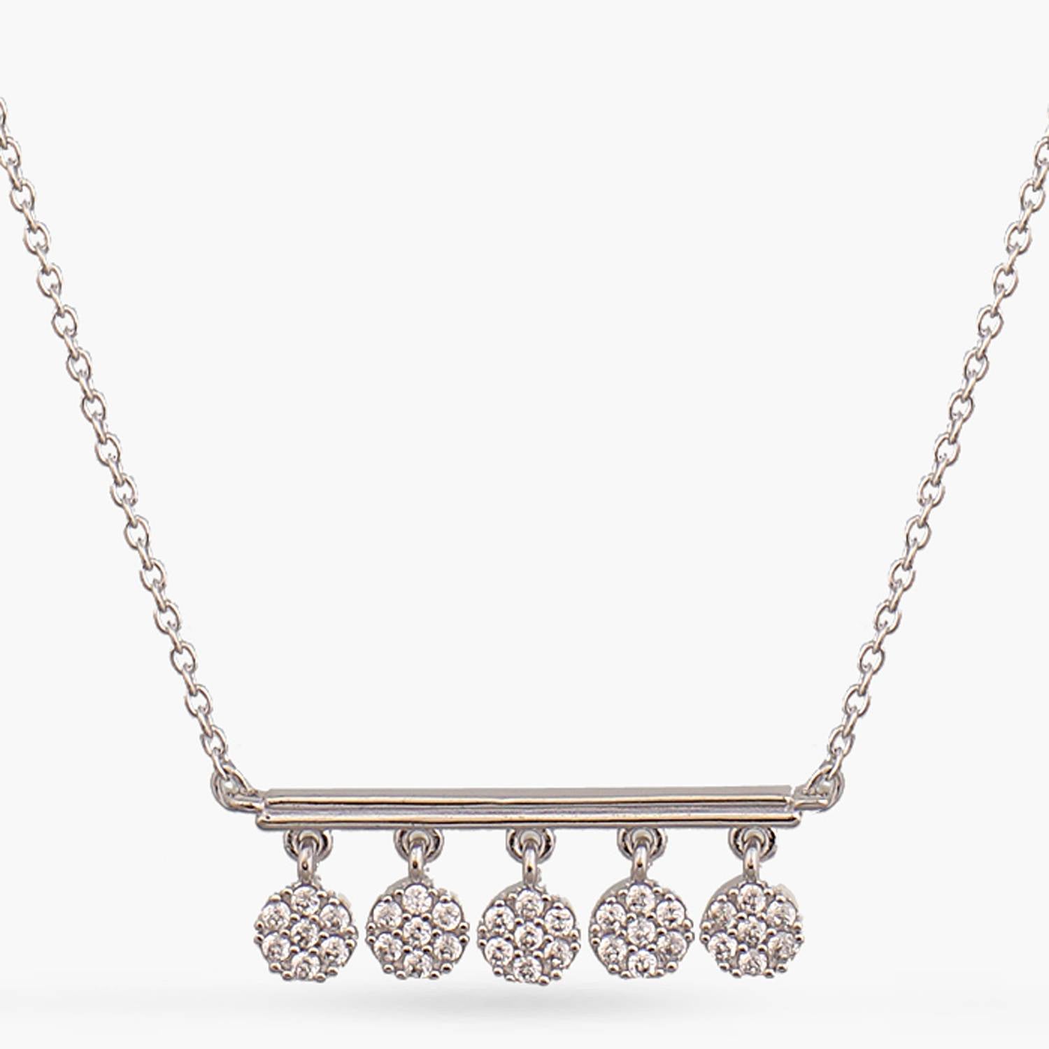 Necklaces Five CZ Delicate Charm Silver Necklace