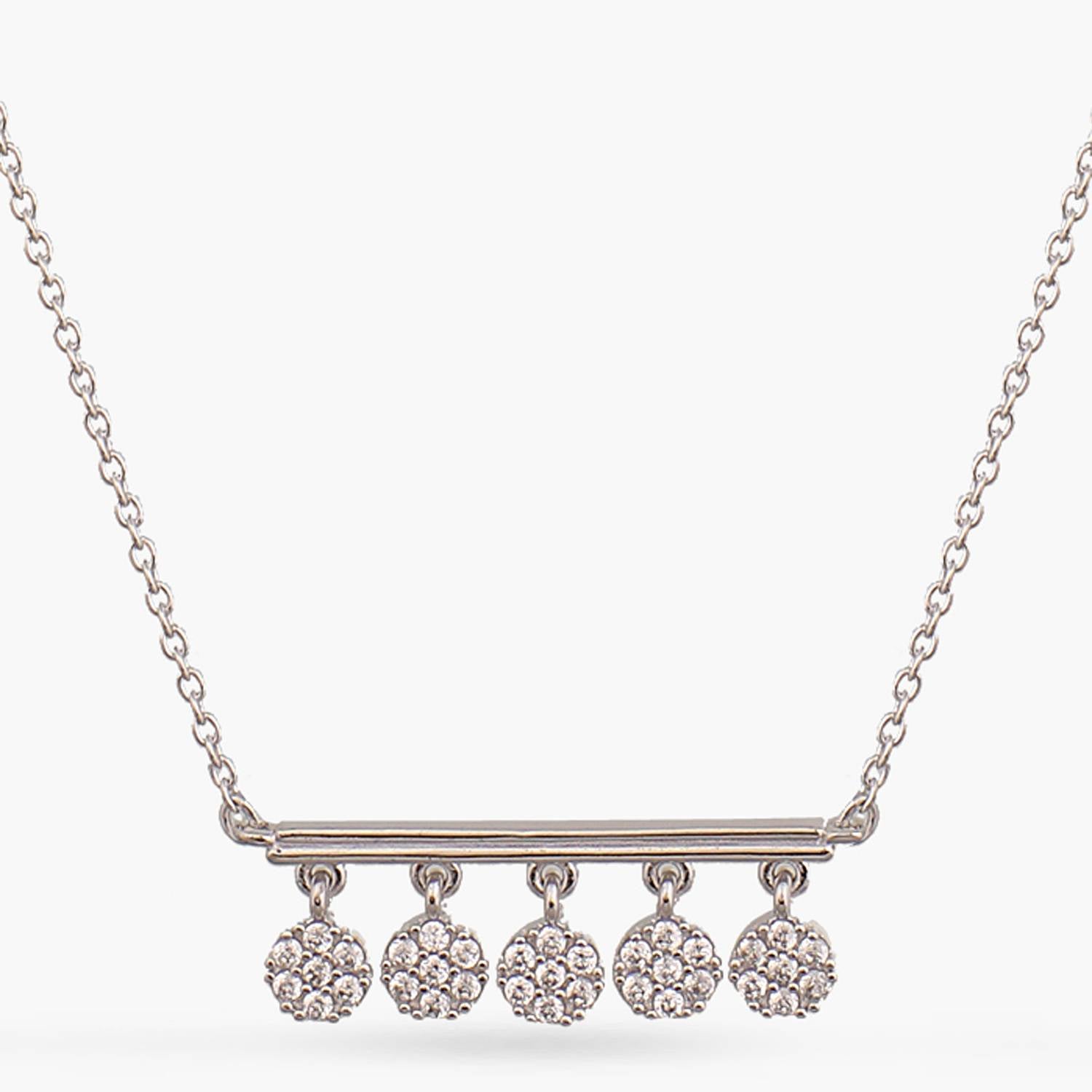 Five CZ Delicate Charm Silver Necklace