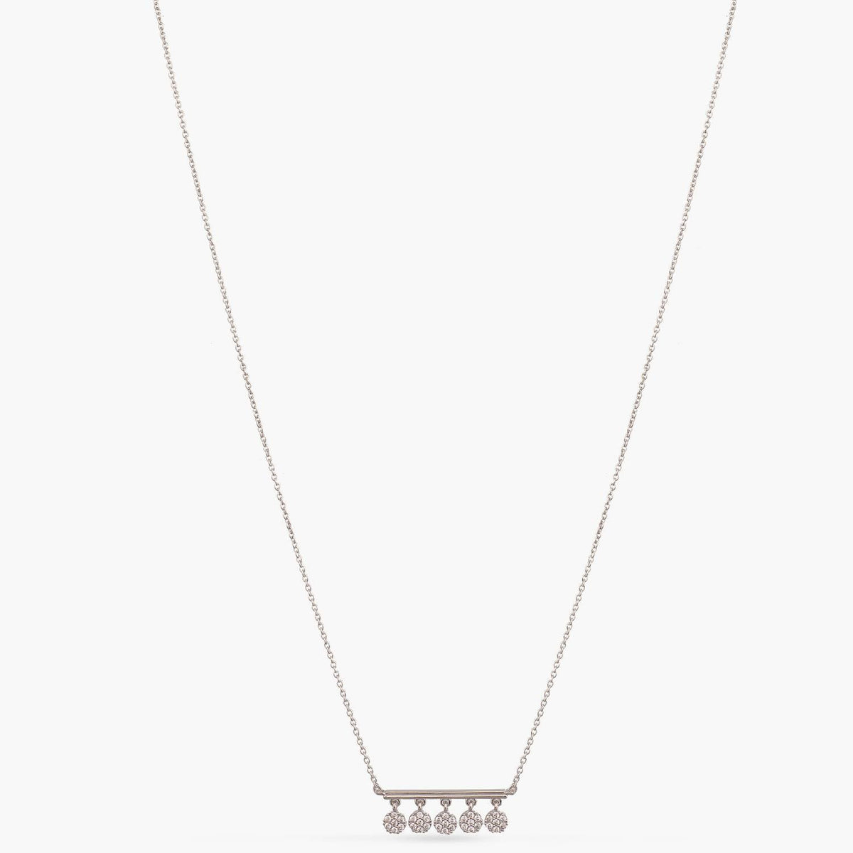 Necklaces Five CZ Delicate Charm Silver Necklace