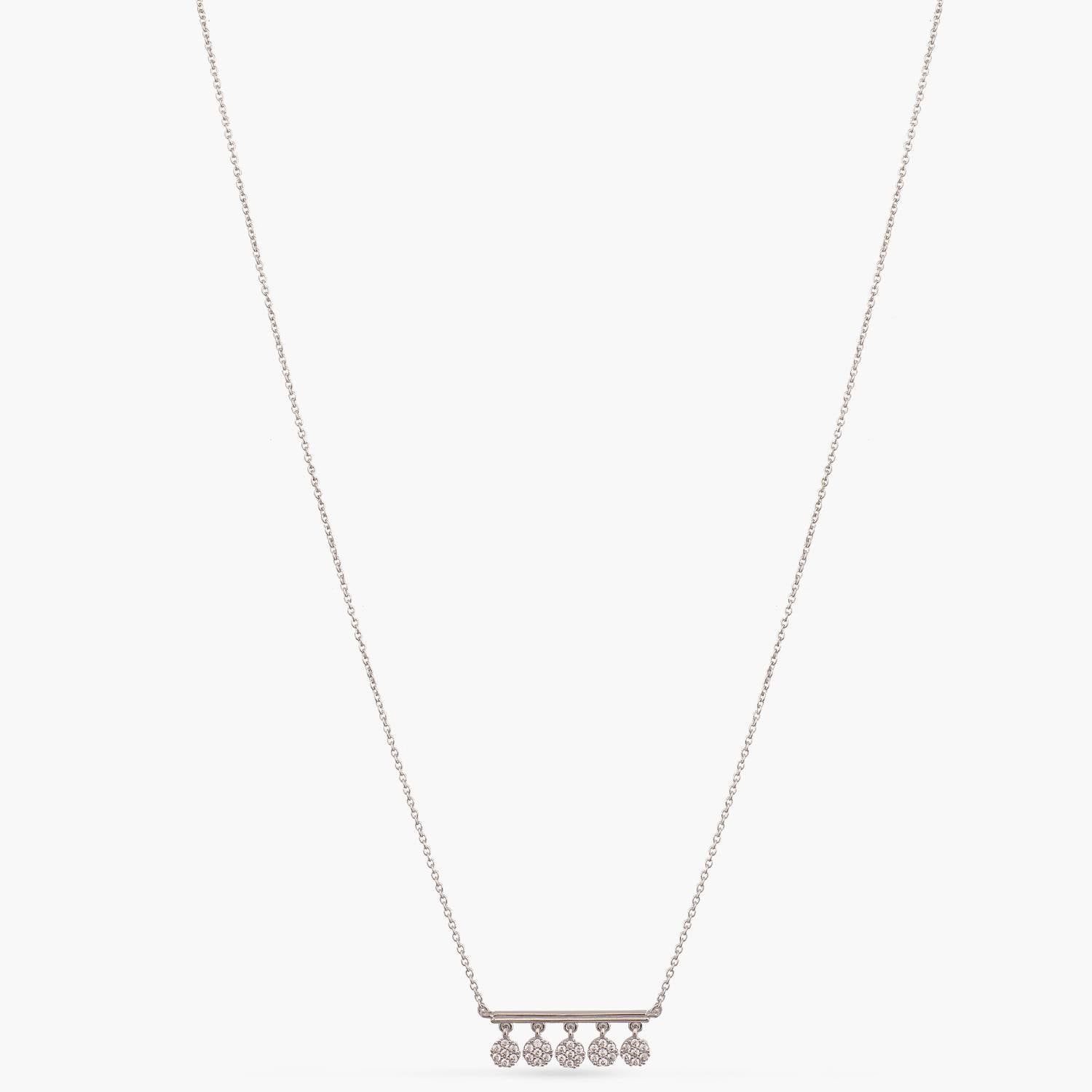 Necklaces Five CZ Delicate Charm Silver Necklace