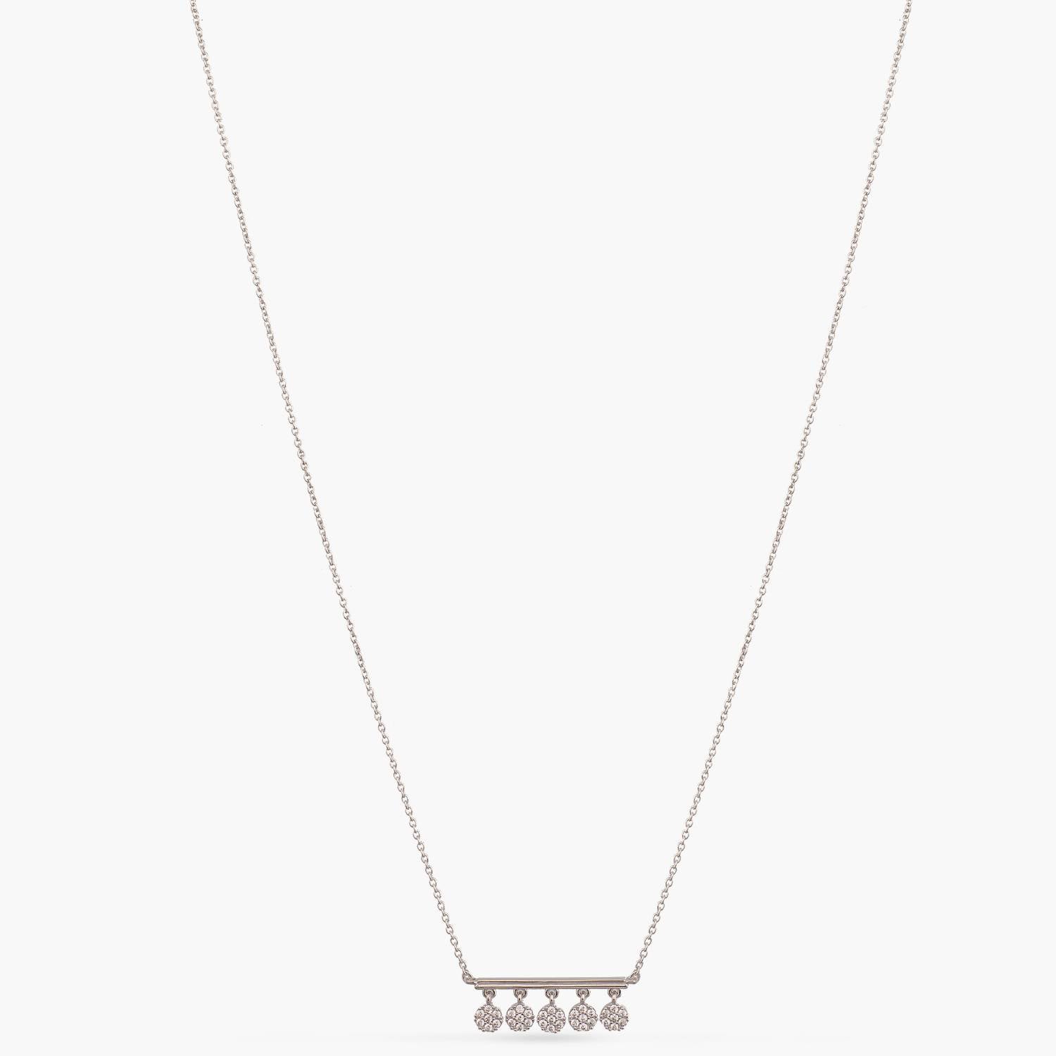 Five CZ Delicate Charm Silver Necklace