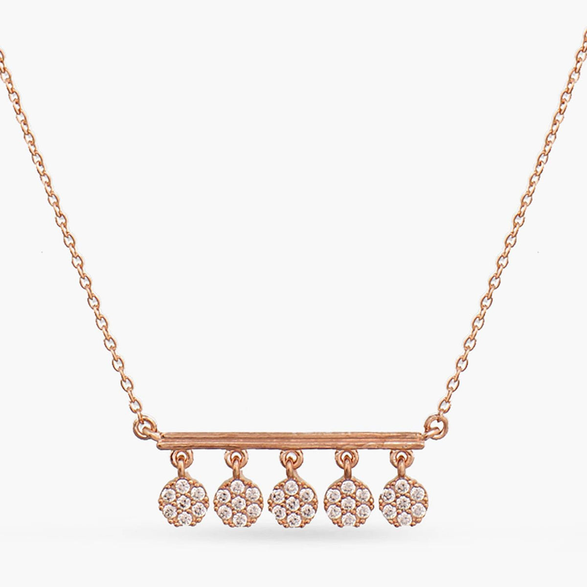 Necklaces Five CZ Delicate Charm Silver Necklace
