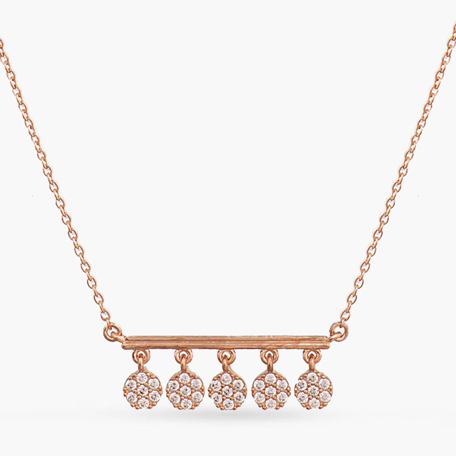 Necklaces Five CZ Delicate Charm Silver Necklace