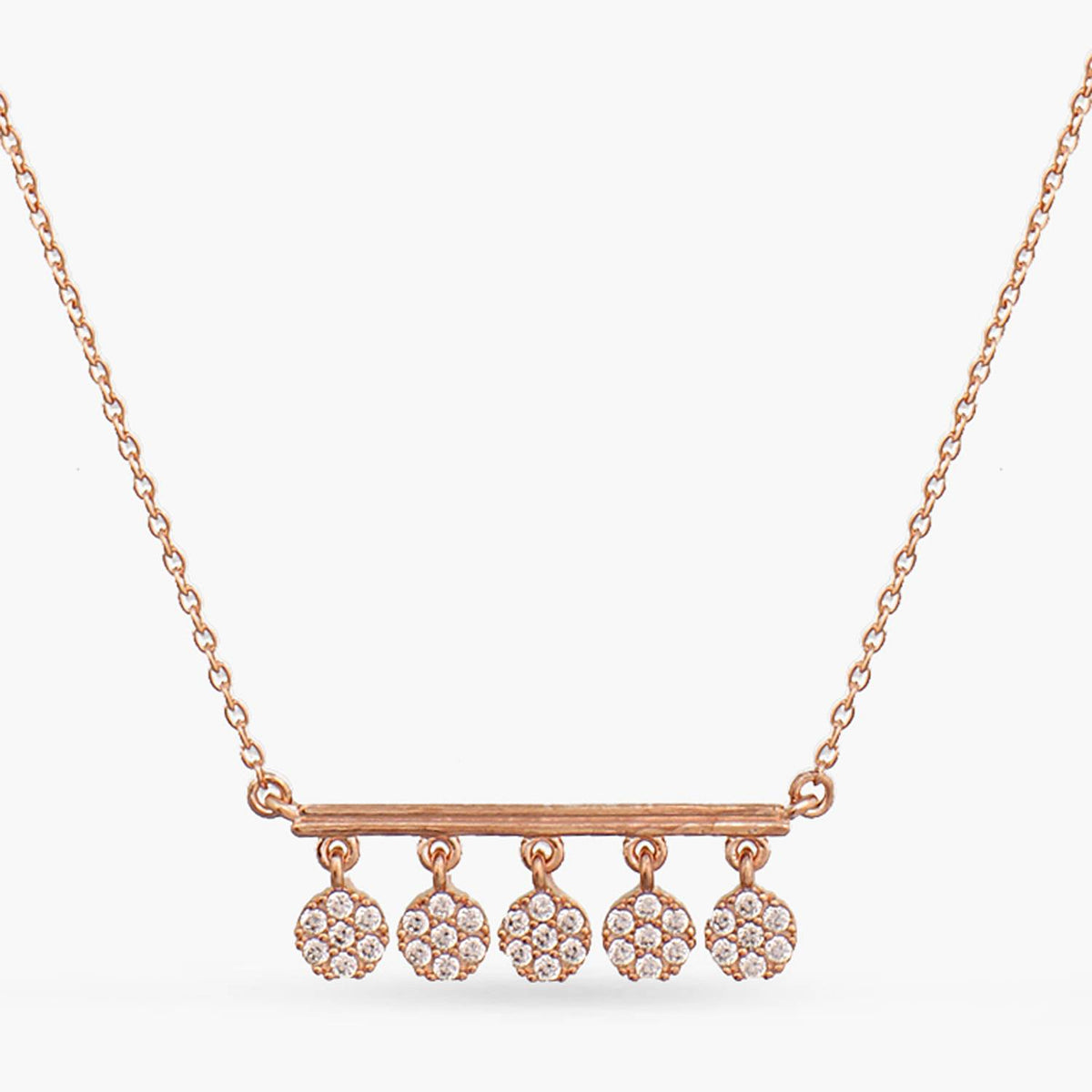 Five CZ Delicate Charm Silver Necklace