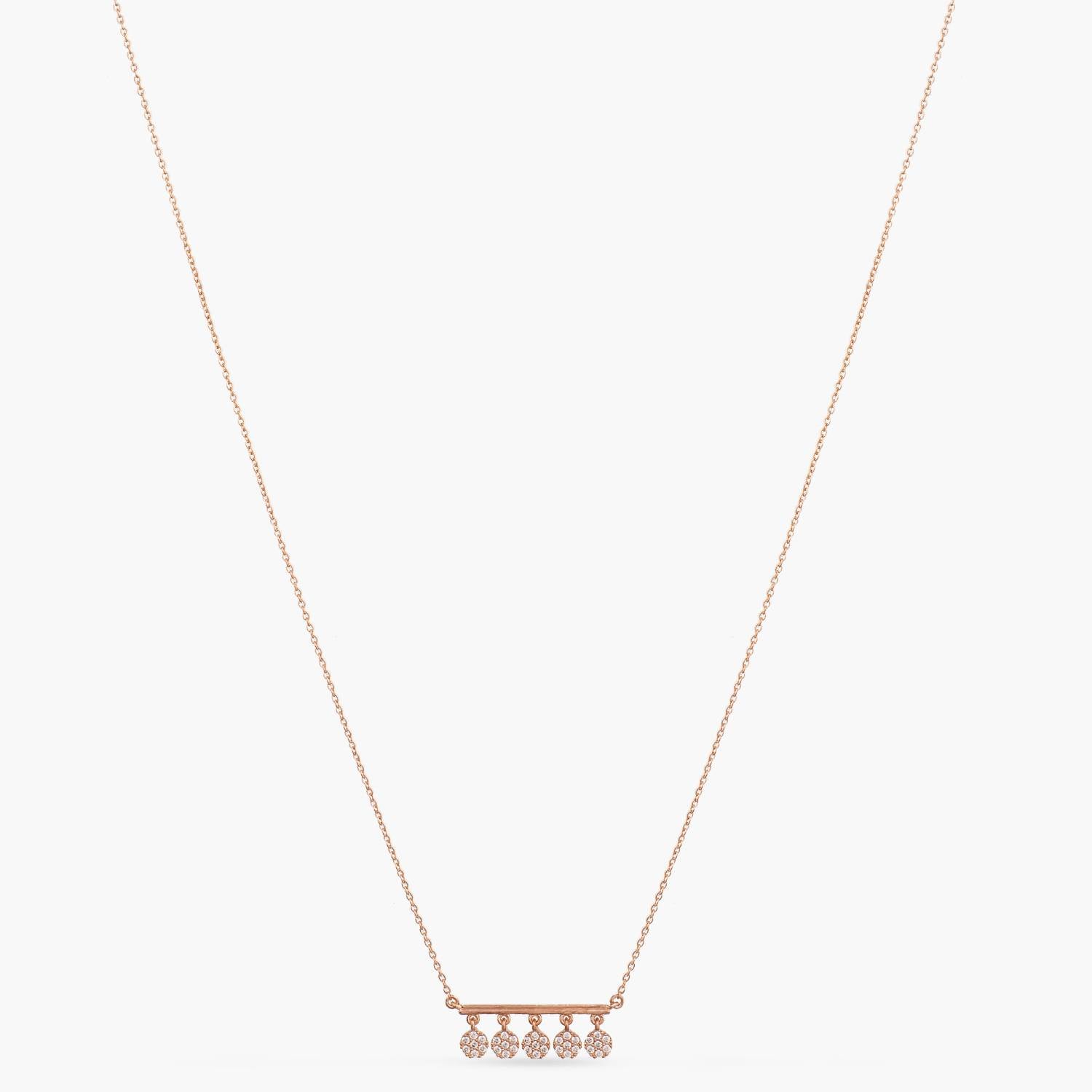 Five CZ Delicate Charm Silver Necklace