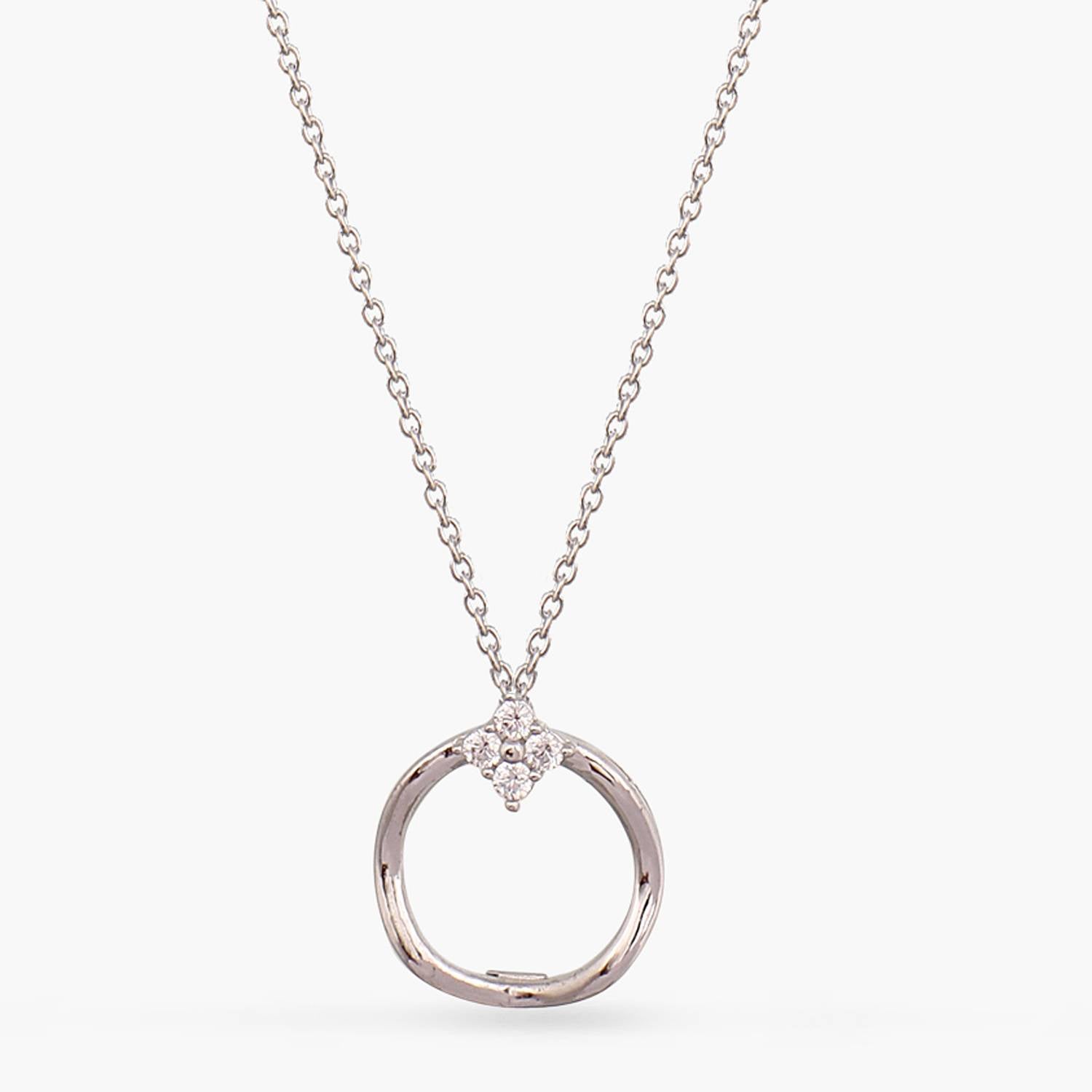 Ring Charm Delicate Silver Pendant Necklace