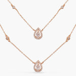 Double Layer CZ Pear Shaped Charm  Delicate Silver Pendant Necklace