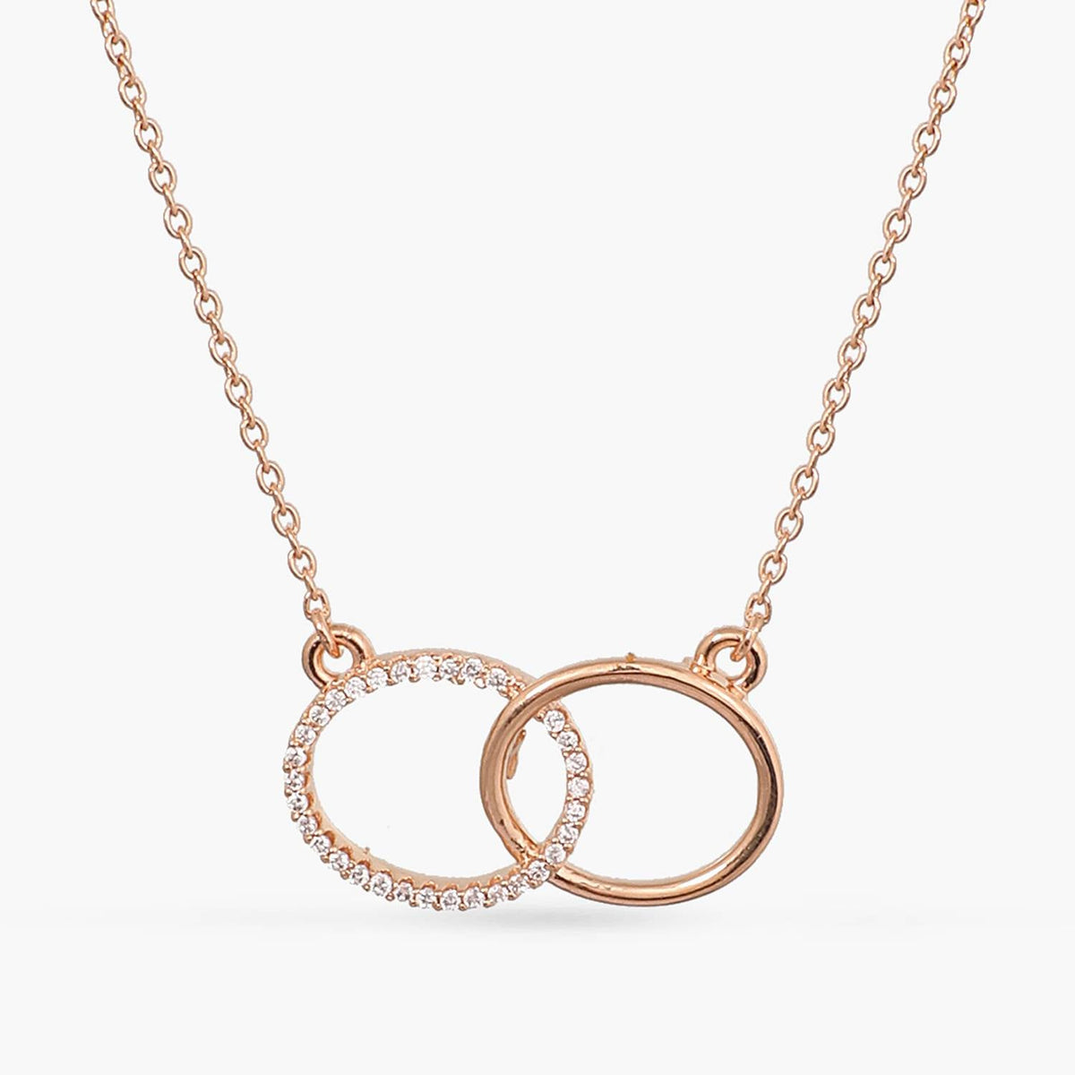 Necklaces Double Ring Charm CZ Delicate Silver Pendant Necklace