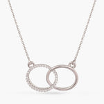 Necklaces Double Ring Charm CZ Delicate Silver Pendant Necklace