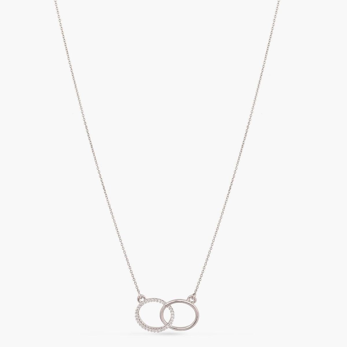 Necklaces Double Ring Charm CZ Delicate Silver Pendant Necklace