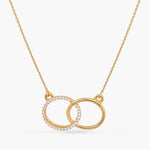 Necklaces Double Ring Charm CZ Delicate Silver Pendant Necklace