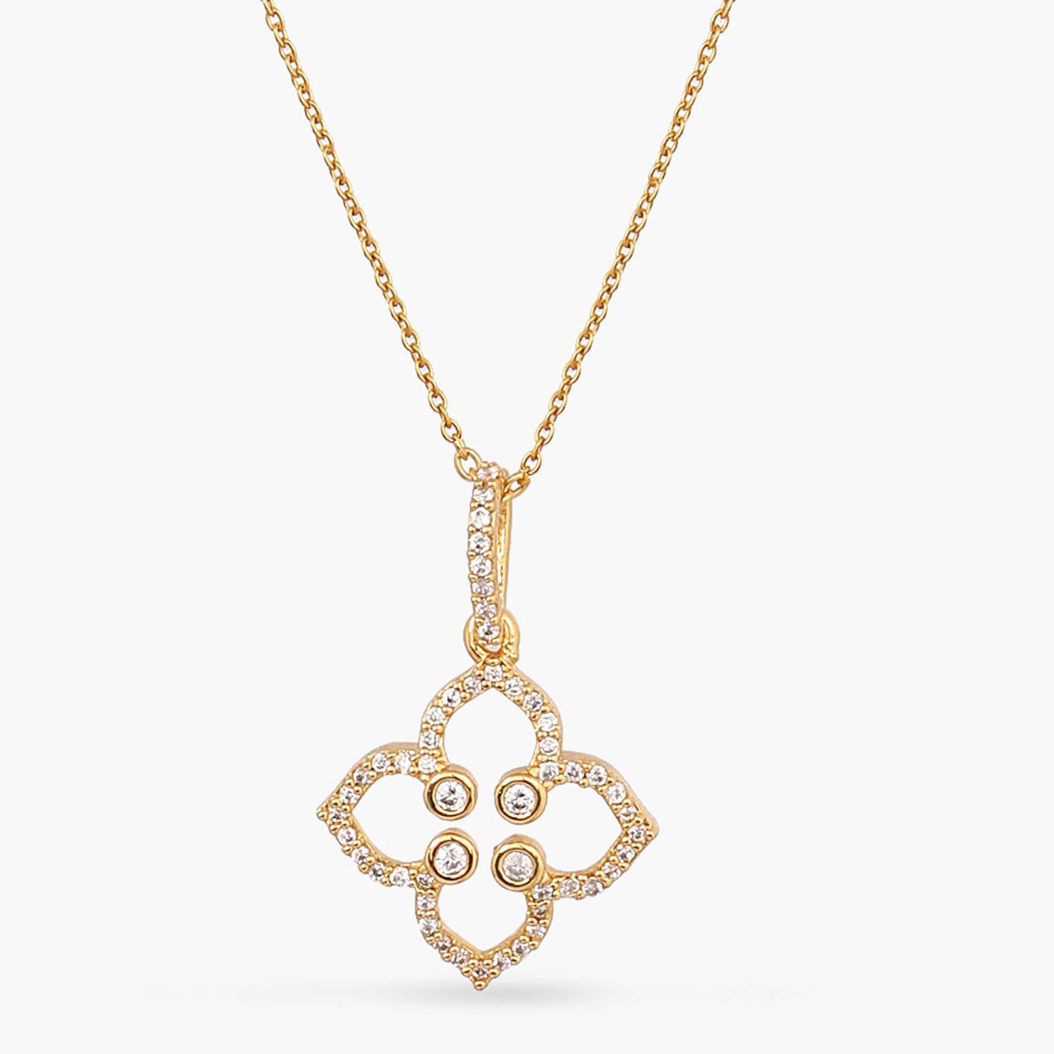 Floral CZ Delicate Silver Pendant Necklace