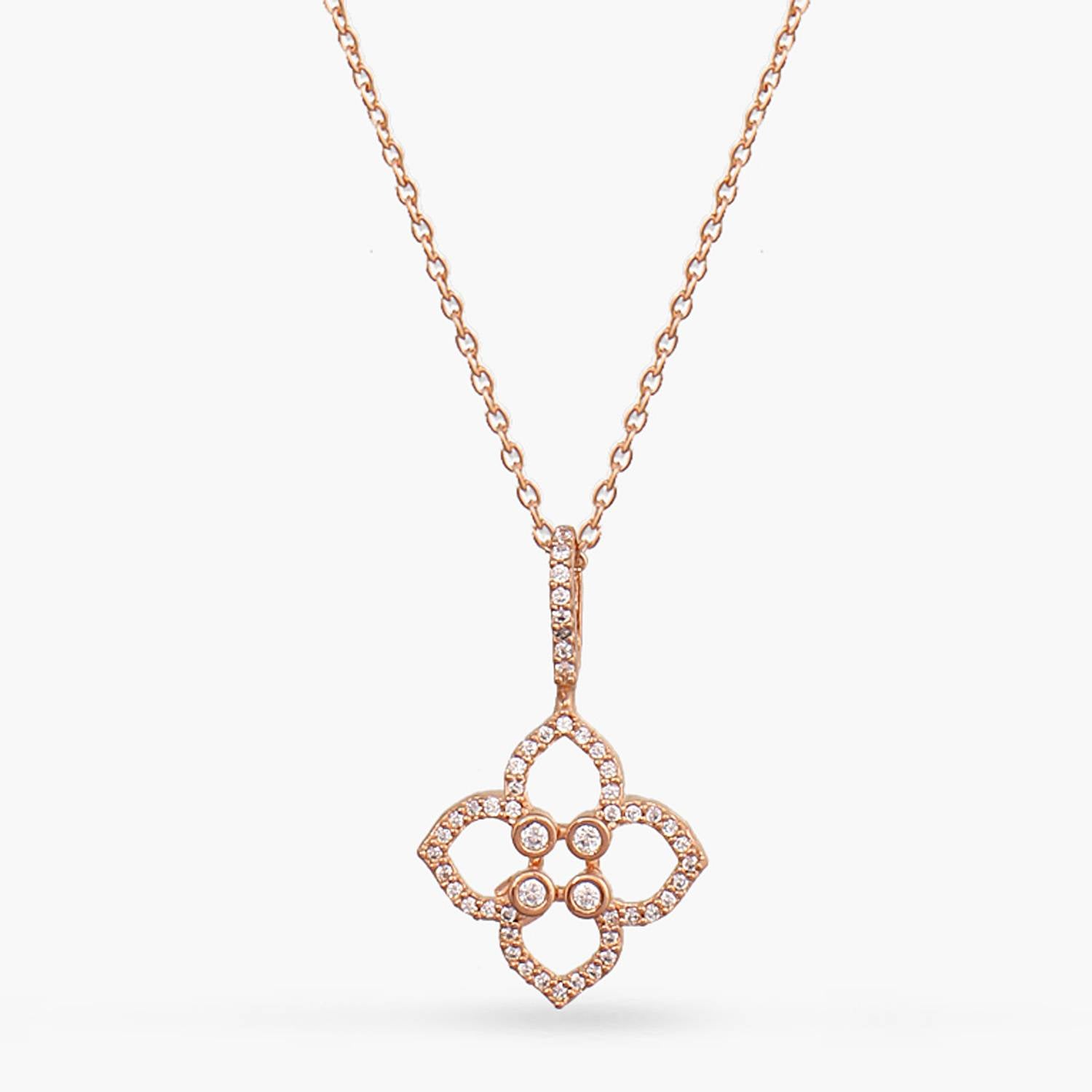 Necklaces Floral CZ Delicate Silver Pendant Necklace