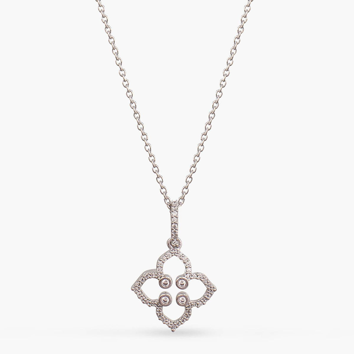 Necklaces Floral CZ Delicate Silver Pendant Necklace