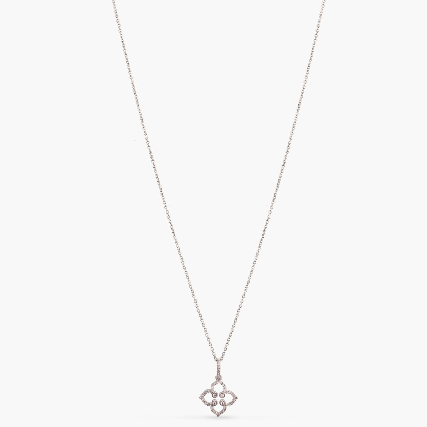 Floral CZ Delicate Silver Pendant Necklace