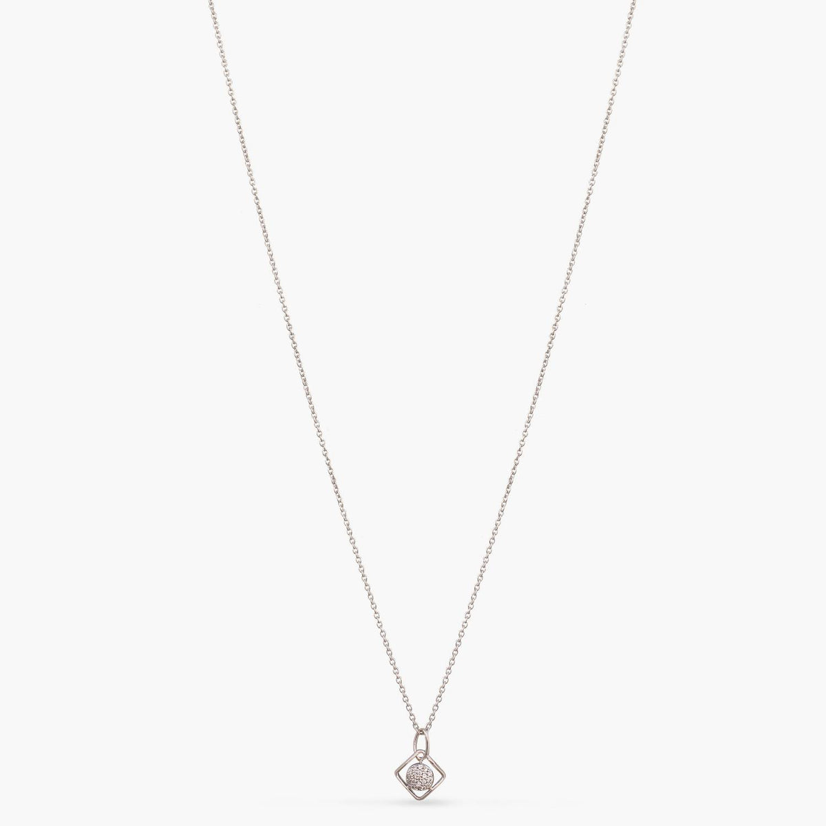 Single CZ Delicate Charm Silver Pendant Necklace