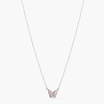 Butterfly CZ Charm Delicate Silver Pendant Necklace