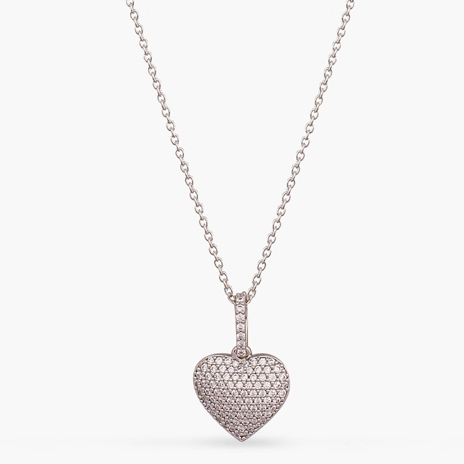 Love CZ Charm Silver Delicate Pendant Necklace