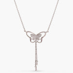 Necklaces Butterfly Drop CZ Charm Delicate Silver Necklace