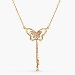 Necklaces Butterfly Drop CZ Charm Delicate Silver Necklace