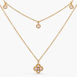 Double Layer CZ Charm Dainty Silver Necklace