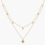 Double Layer CZ Charm Dainty Silver Necklace
