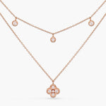 Double Layer CZ Charm Dainty Silver Necklace