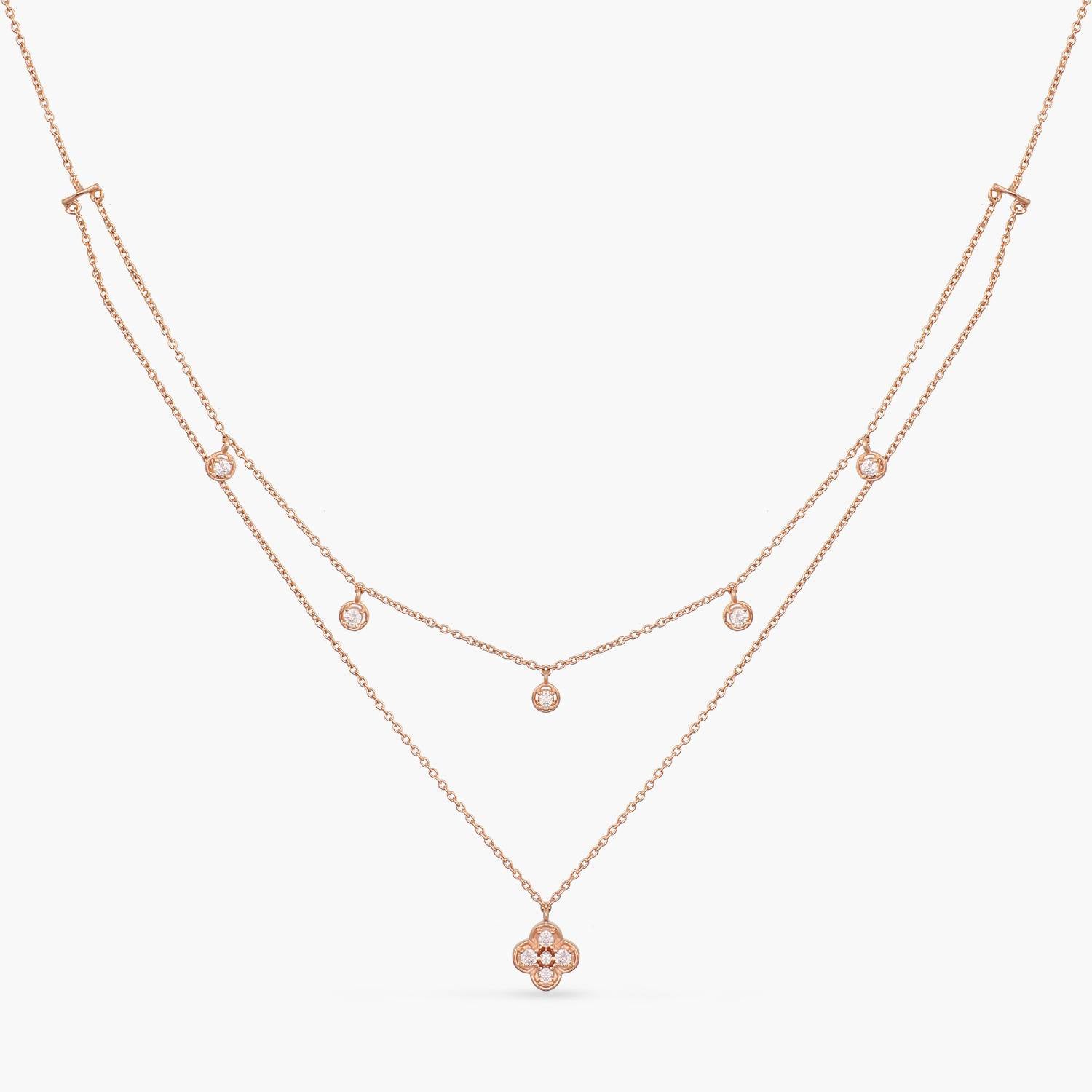 Double Layer CZ Charm Dainty Silver Necklace