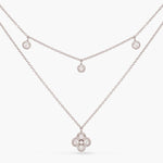 Double Layer CZ Charm Dainty Silver Necklace