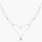 Double Layer CZ Charm Dainty Silver Necklace