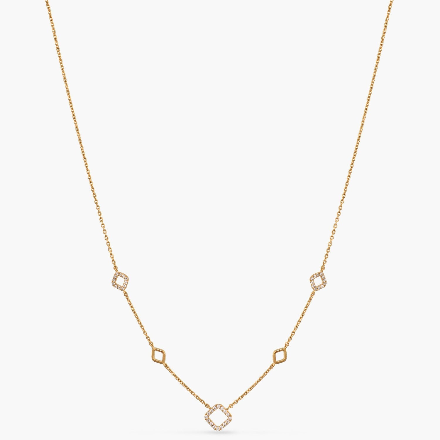 Necklaces Square CZ Charm Delicate Silver Necklace