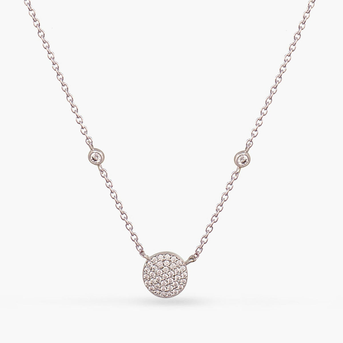 Necklaces Single CZ Charm Delicate Silver Necklace
