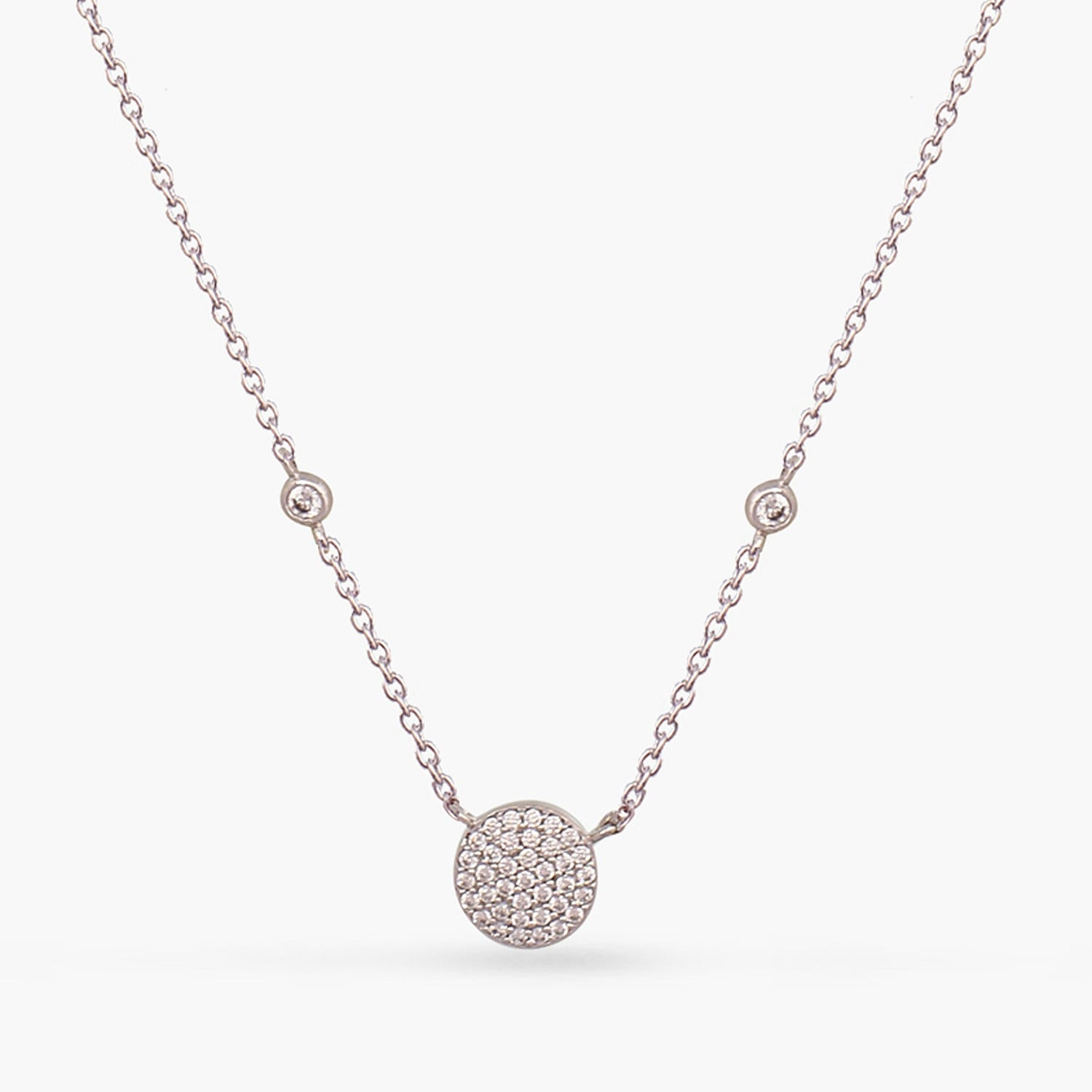 Necklaces Single CZ Charm Delicate Silver Necklace
