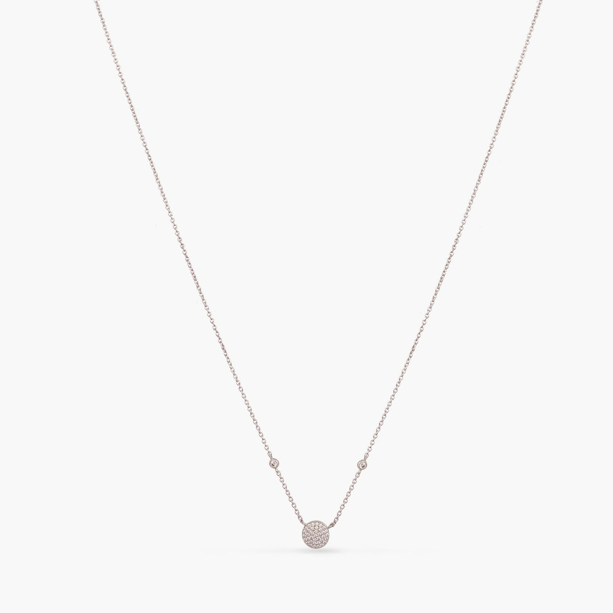 Single CZ Charm Delicate Silver Necklace