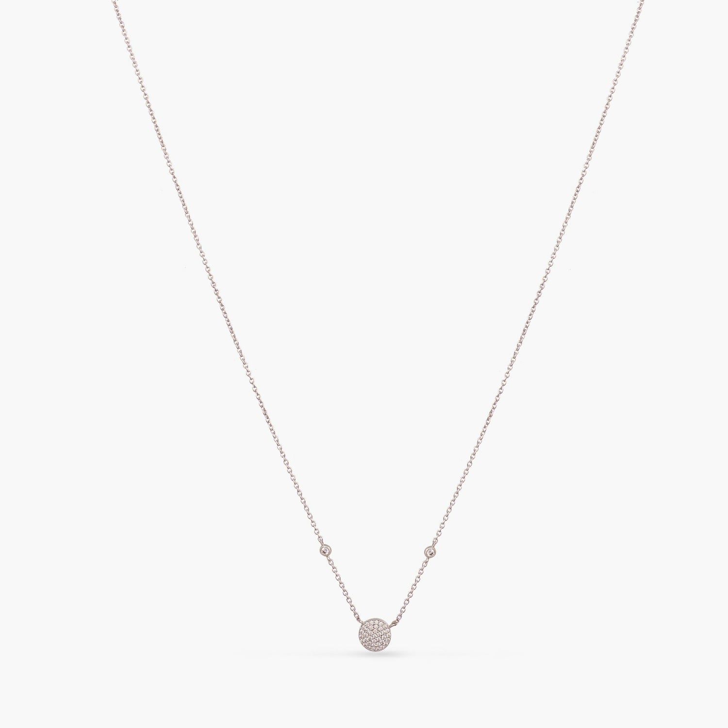 Single CZ Charm Delicate Silver Necklace