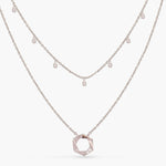Two Layer CZ Charm Dainty Silver Necklace