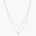 Two Layer CZ Charm Dainty Silver Necklace