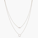 Double Line CZ Charm Delicate Silver Necklace