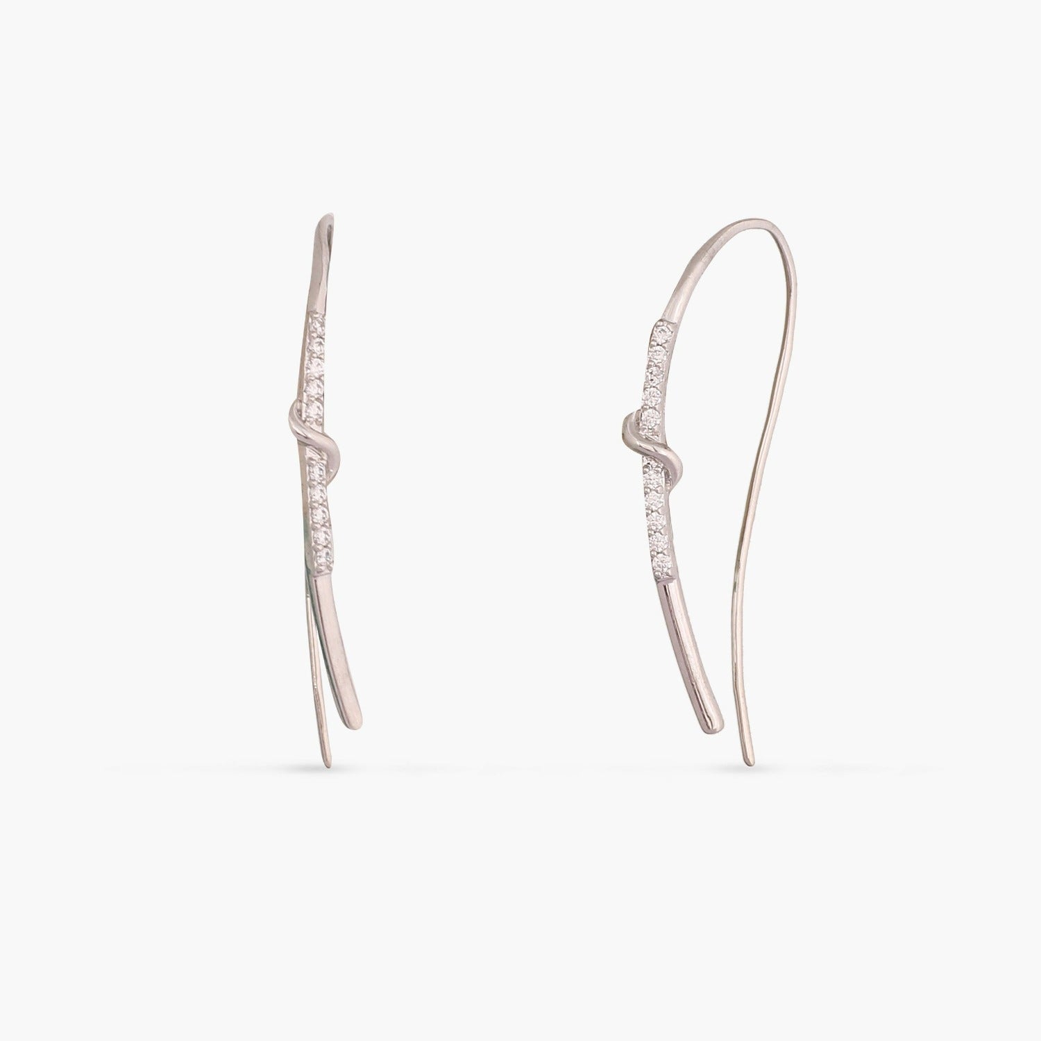 Classic CZ Knot Silver Hoop Earrings