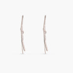 Classic CZ Knot Silver Hoop Earrings