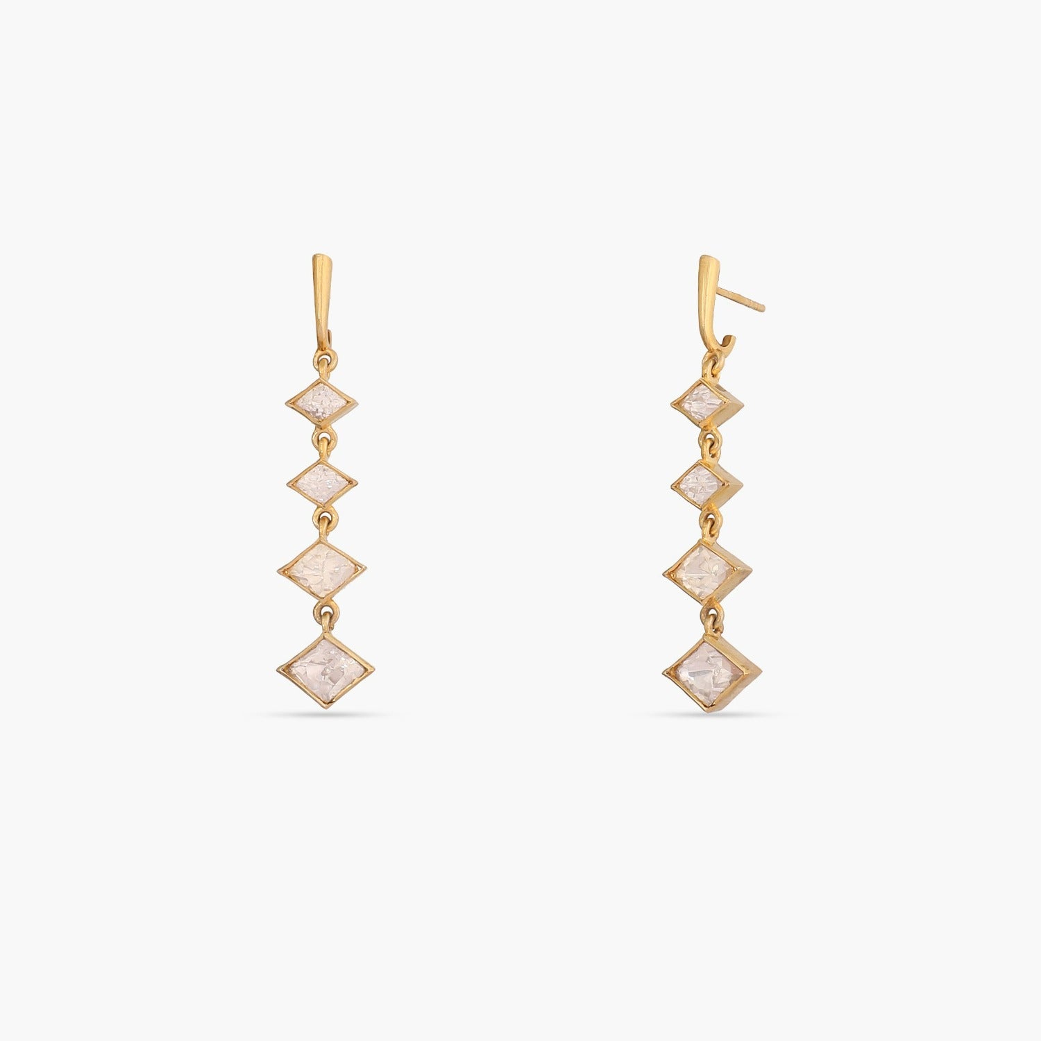 Eva Gold Plated Moissanite Silver Drop Earrings 