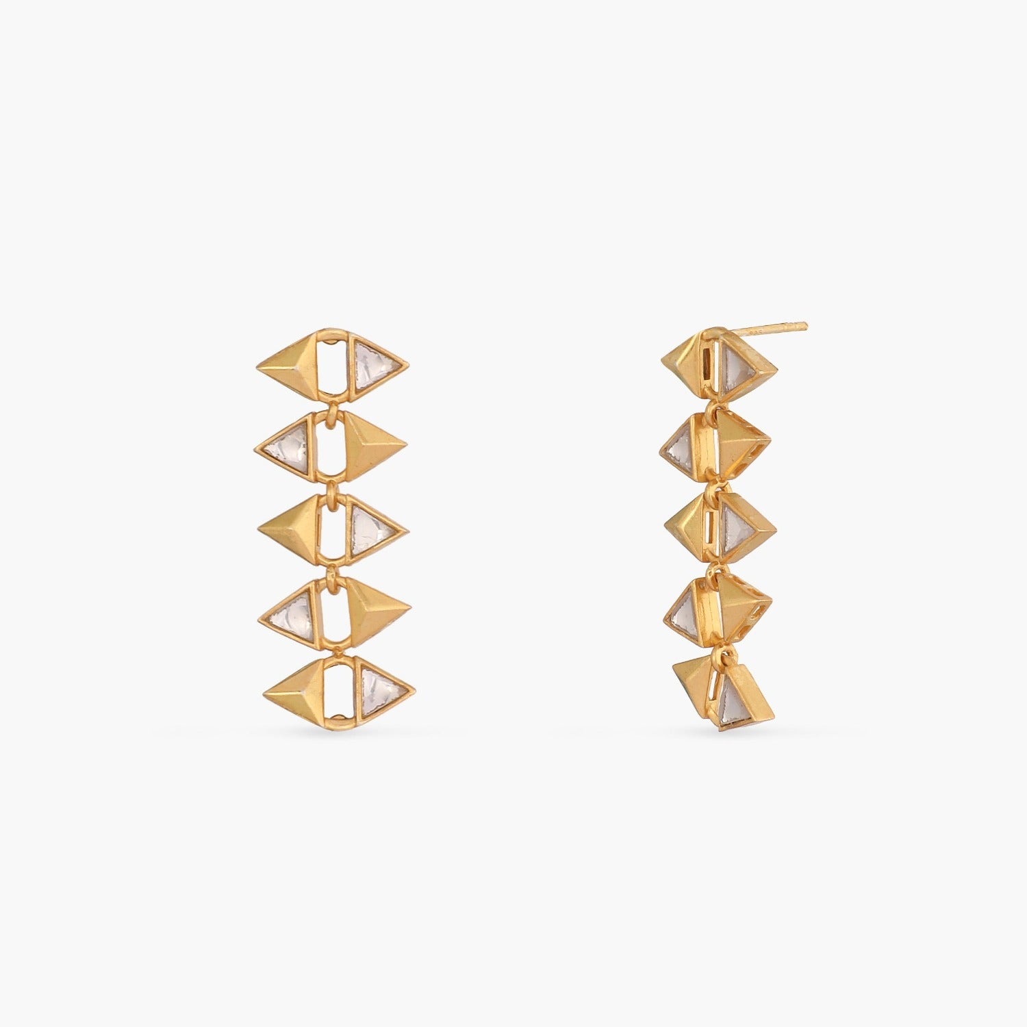 Pyramid Minimal Silver Drop Earrings