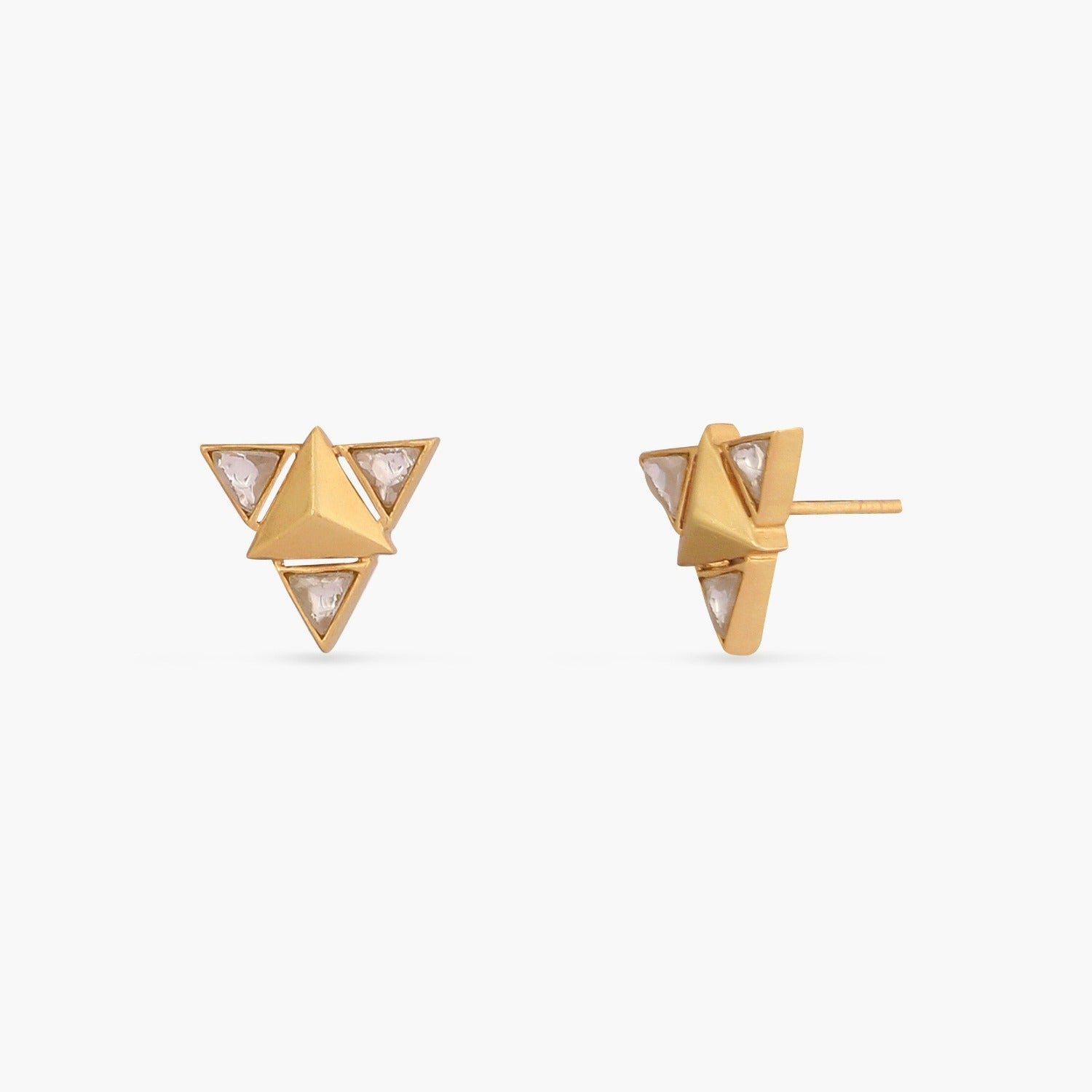 Pyramid Minimal Silver Stud Earrings