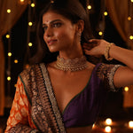 Necklaces Swara Round Floral Silver Choker Set